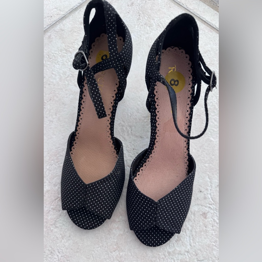 Restricted Black and White Polka Dot Heels Size 8